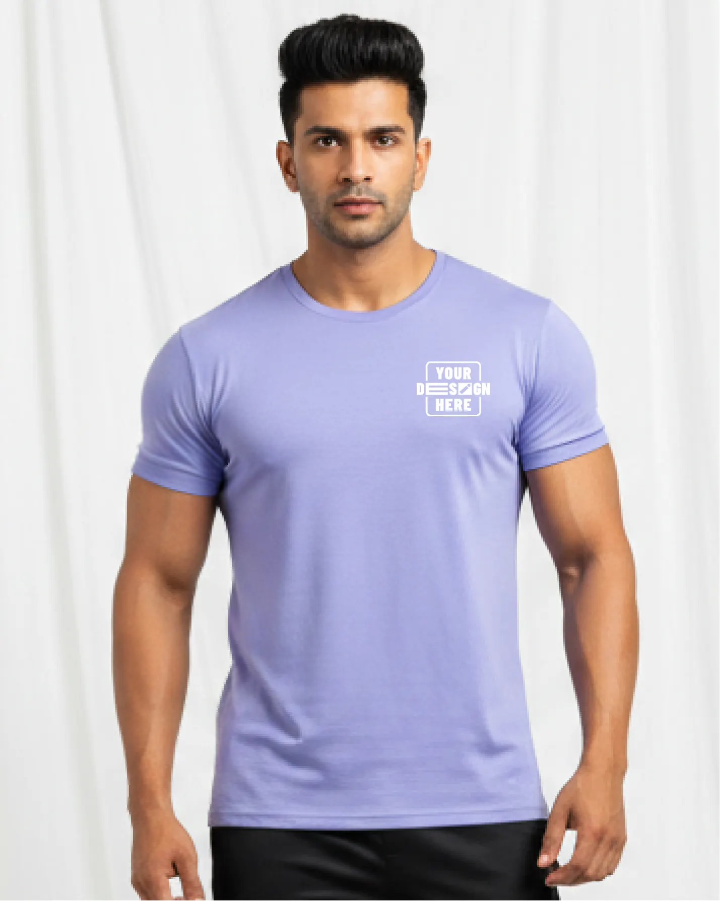 Polyester Premium Round Neck T-Shirt in purple
